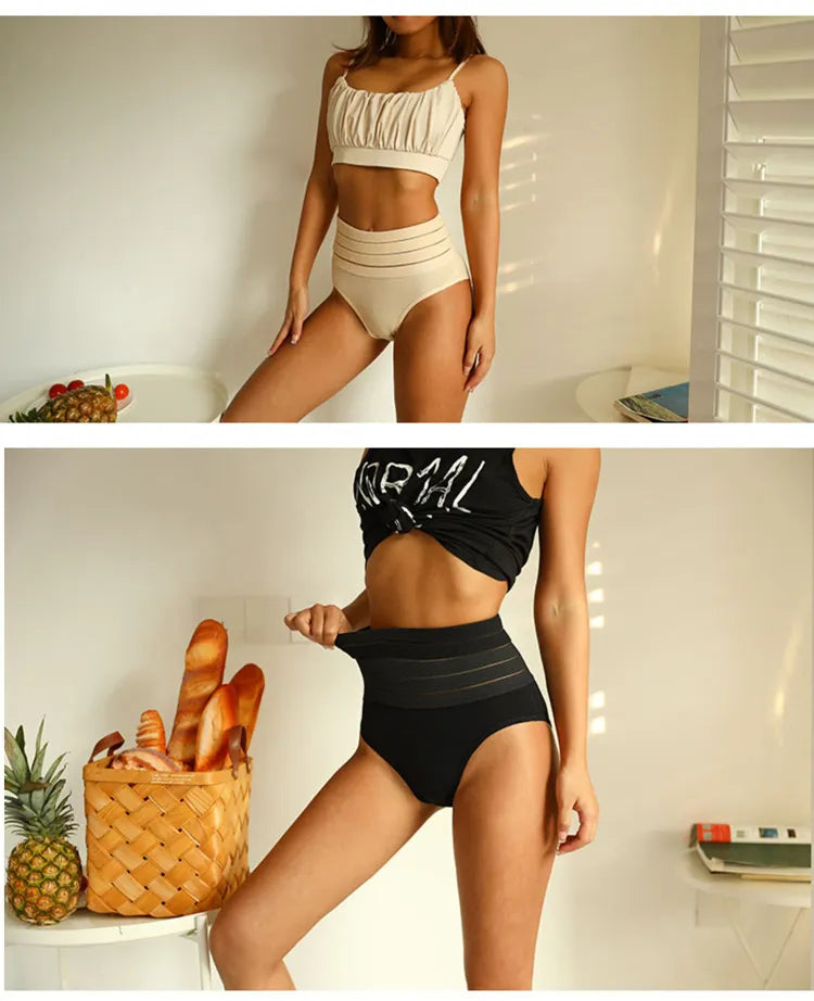 Meet'r-Culotte saillante taille haute pour femme, sous-vêtement respirant, amincissant, sans couture